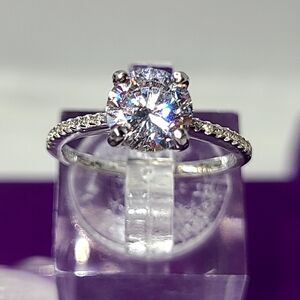Diamond (simulant ) Sterling Silver Solitiare Ring